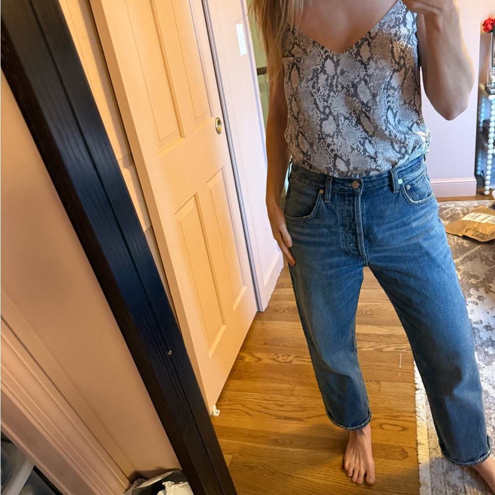 Frame Silk Snakeskin Top